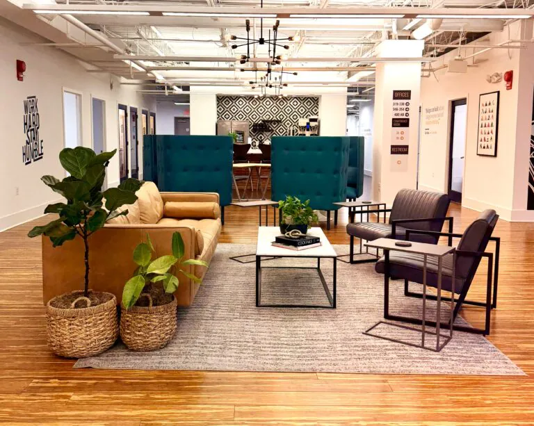 Expansive Alexandria coworking lounge